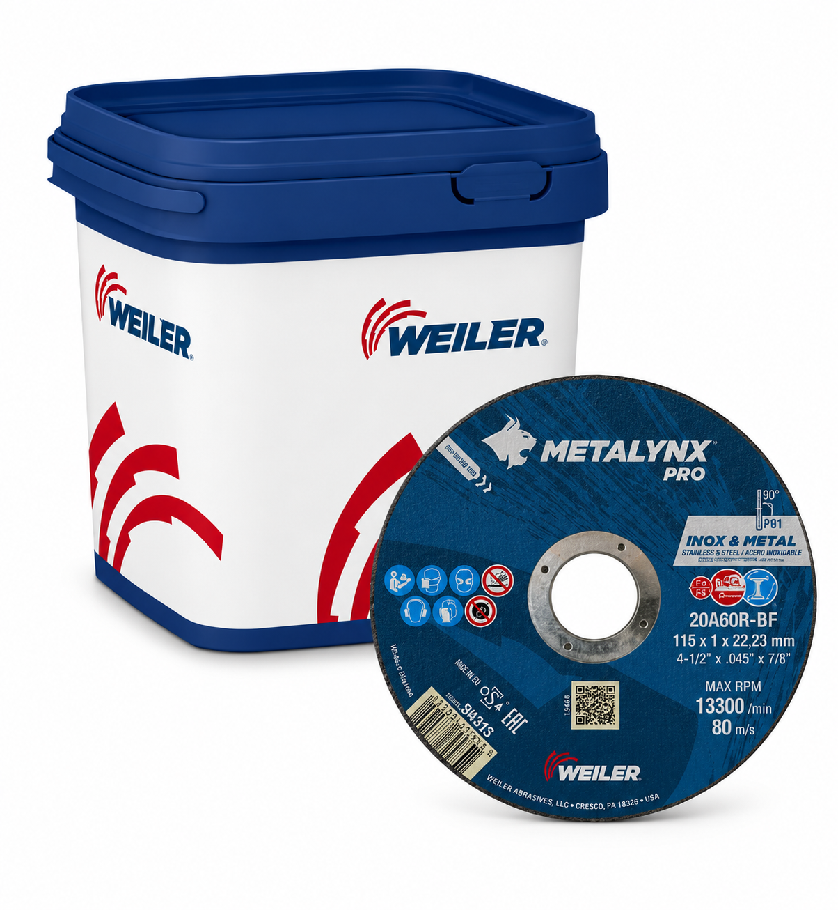 Metalynx PRO 115 × 1mm INOX Slitting Discs – Bucket of 100