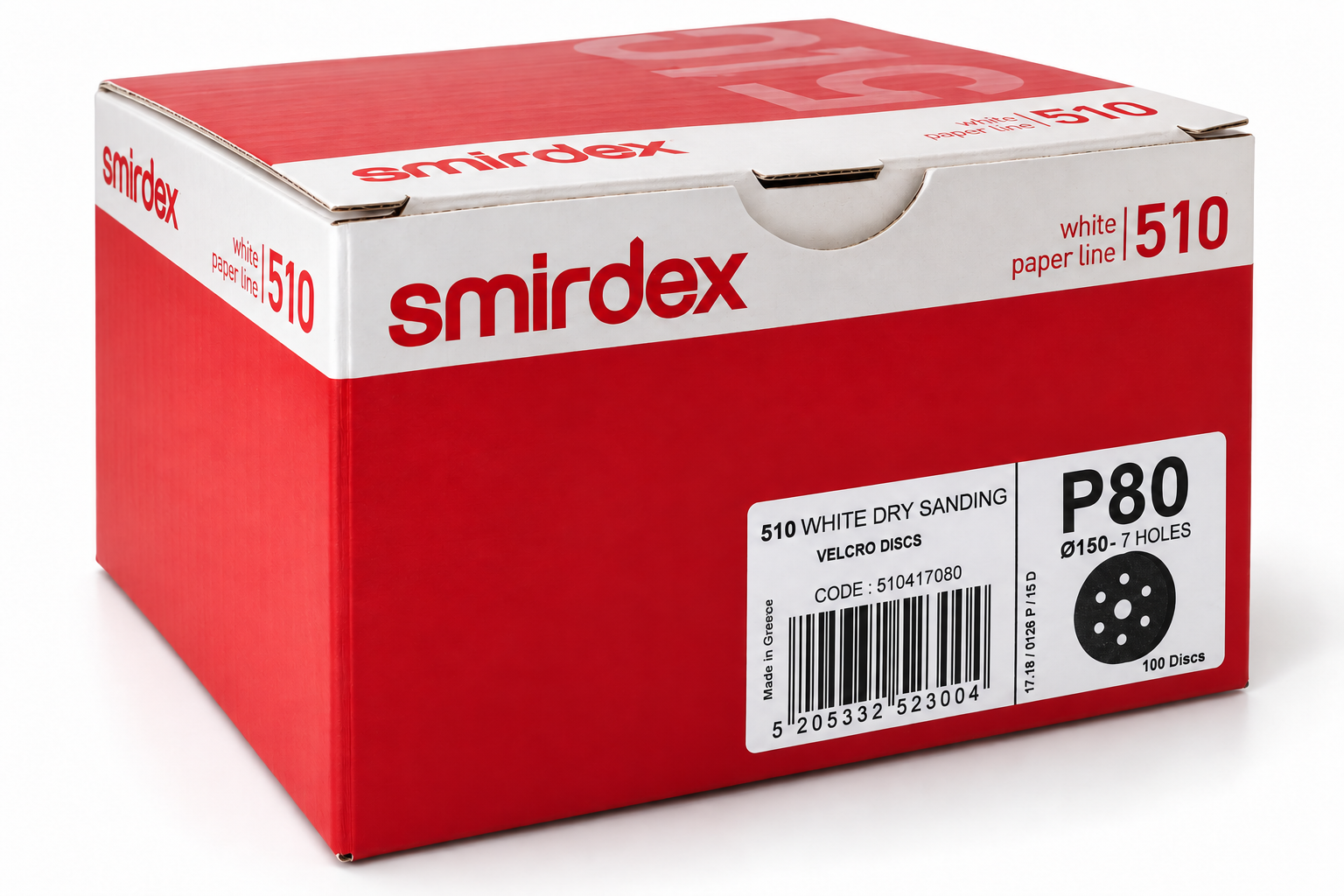 Smirdex - 510 White Line Hook & Loop Discs – 7 Holes