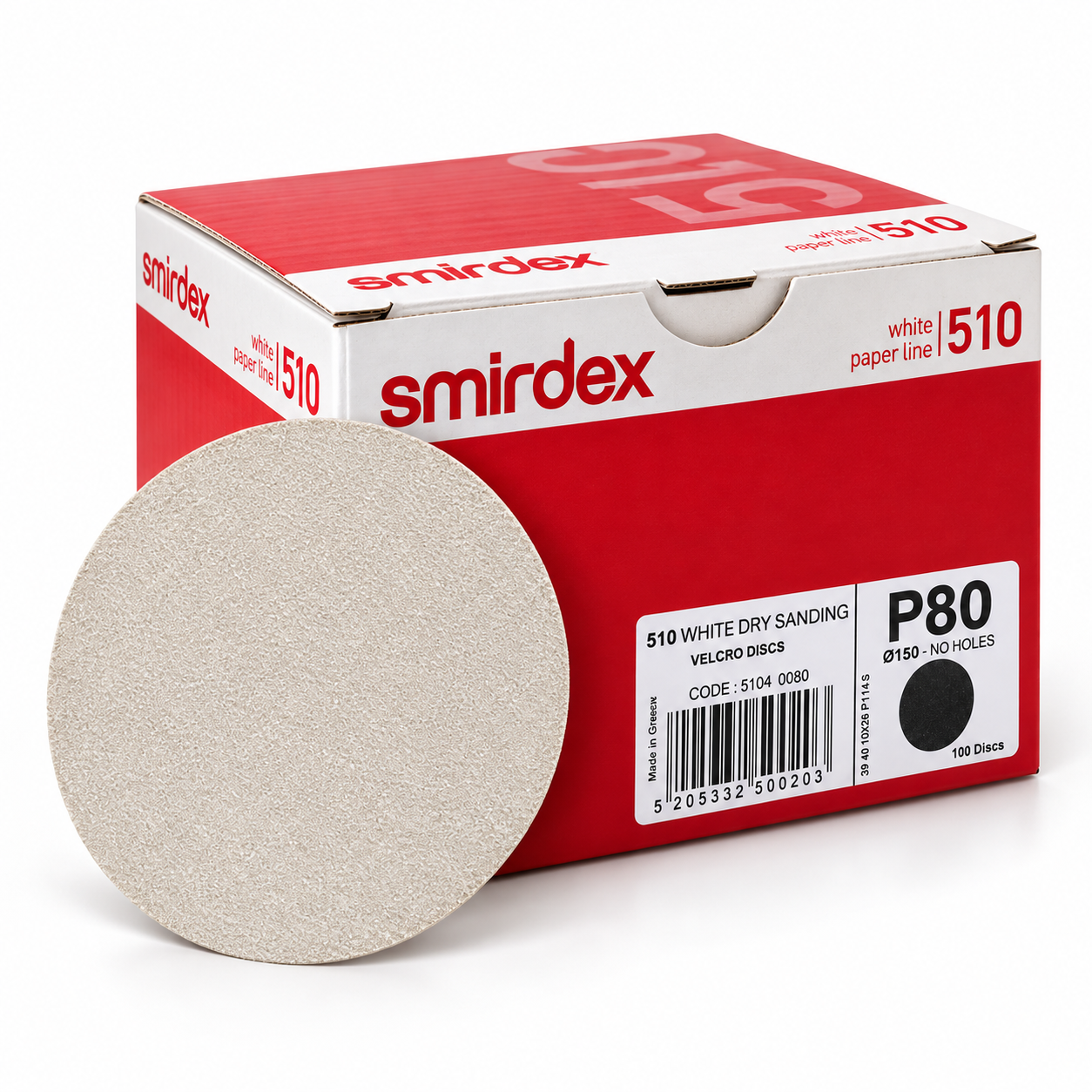 Smirdex - 510 White Line Hook & Loop Discs – No Holes