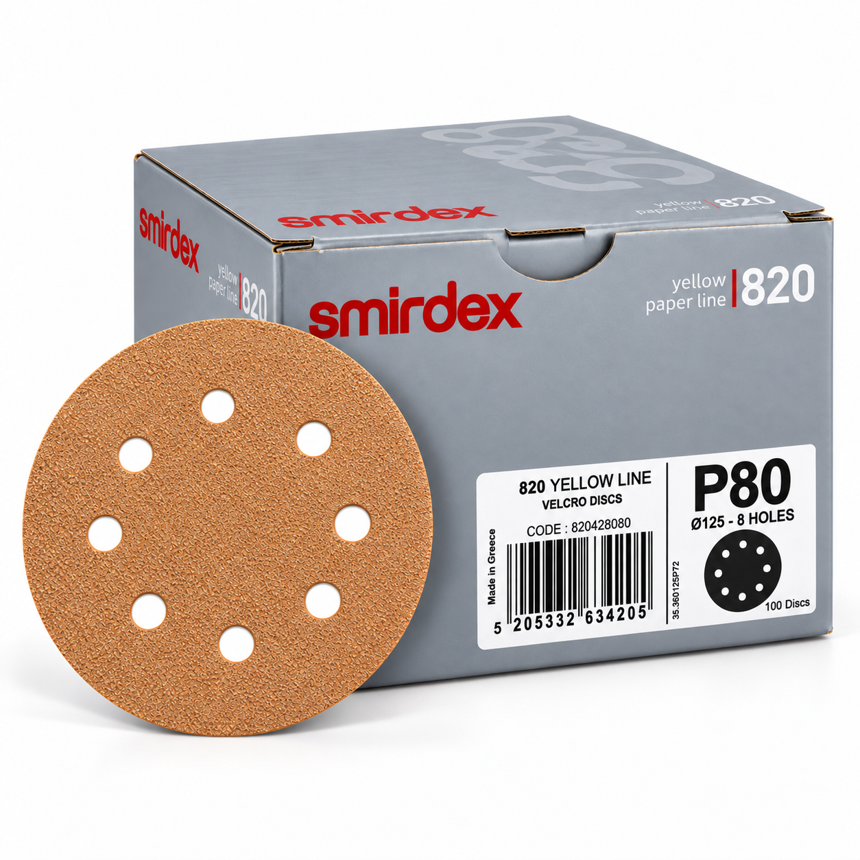 Smirdex - 820 Yellow Line Hook & Loop Discs – 8 Holes